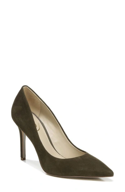 Shop Sam Edelman Hazel Pointed Toe Pump In Military Green Suede