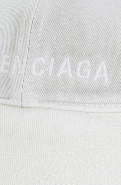 Shop Balenciaga Embroidered Logo Organic Cotton Baseball Cap In Dirty White/ White