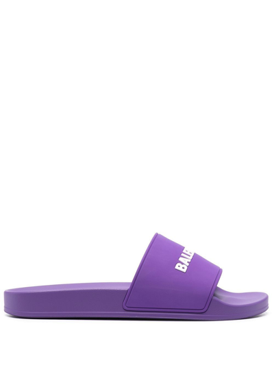 Shop Balenciaga Logo-print Pool Slides In Purple