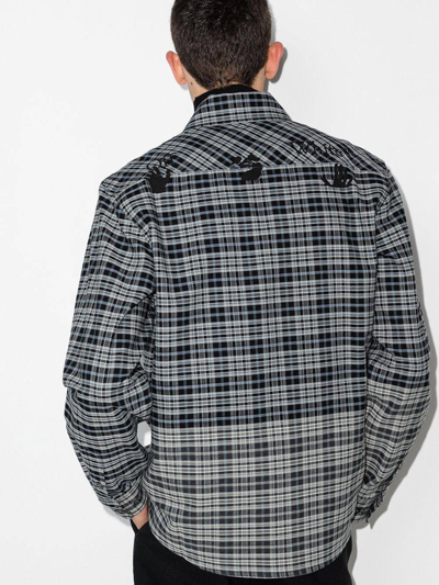 Shop Off-white Spliced Flannel Shirt