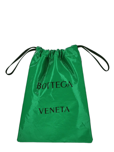 Shop Bottega Veneta Badge Drawstring Tote In Green