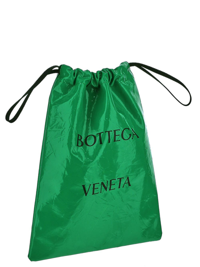 Shop Bottega Veneta Badge Drawstring Tote In Green