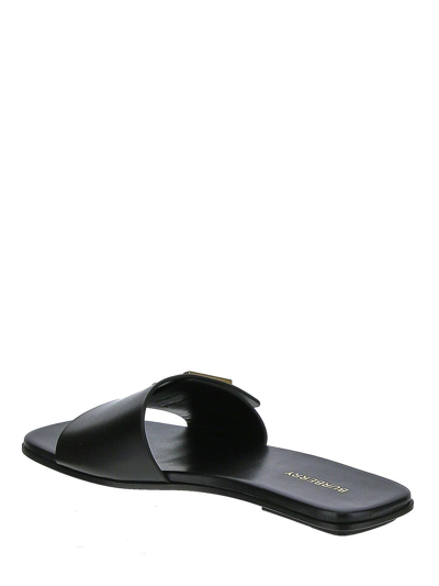 Shop Burberry Metallic Logo Sandals In Black