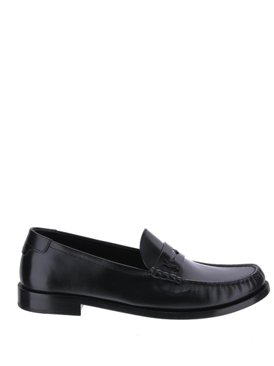Shop Saint Laurent Black Loafers