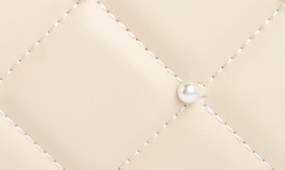 Shop House Of Want Faux Pearl Diamond Quilt Snack Mini Satchel In Winter White/ Pearls
