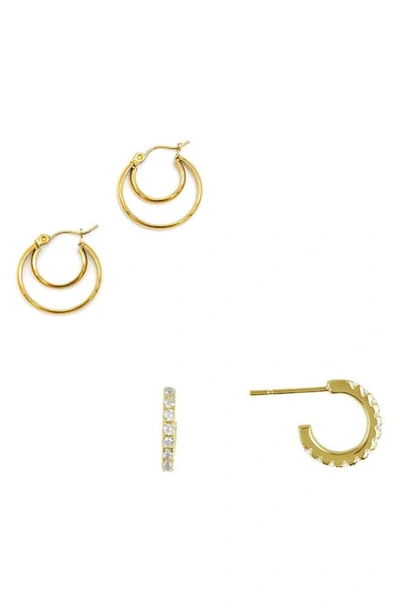 Shop Adornia Set Of 2 Water Resistant Hoop Earrings In Yellow