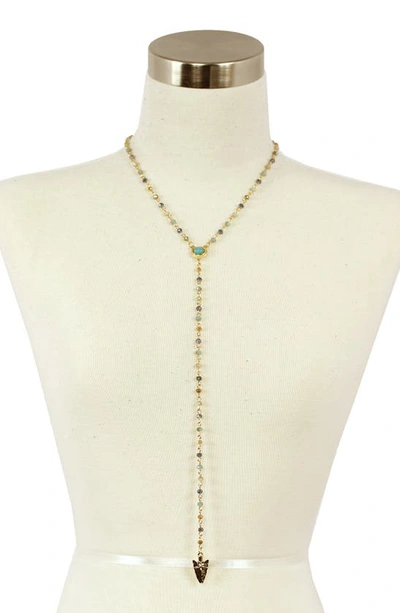 Shop Olivia Welles Mosiac Y Necklace In Gold / Blue