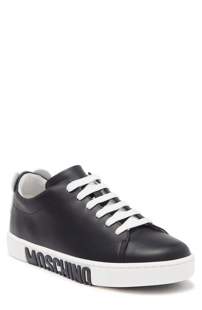 Shop Moschino Lace-up Low Top Sneaker In Black White