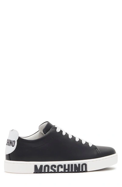 Shop Moschino Lace-up Low Top Sneaker In Black White