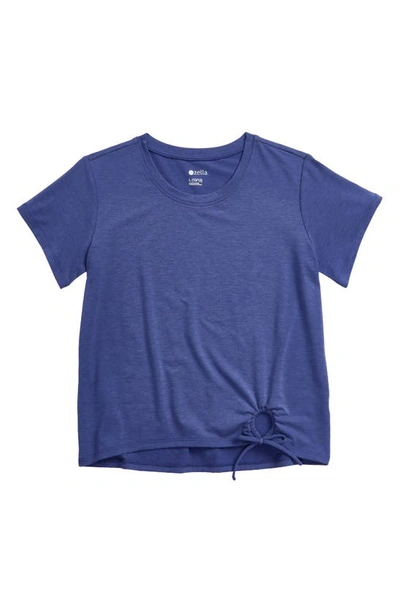 Shop Zella Girl Kids' Tied Up T-shirt In Blue Marlin