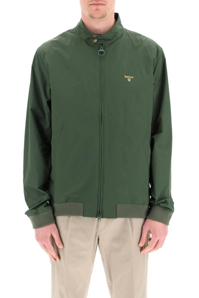 Shop Barbour Logo Embroidered Bomber Jacket In Green