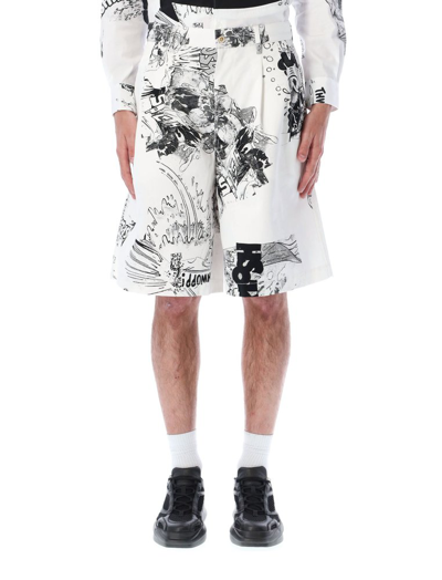 Shop Comme Des Garçons Shirt X Christian Marclay Pleated Shorts In Multi