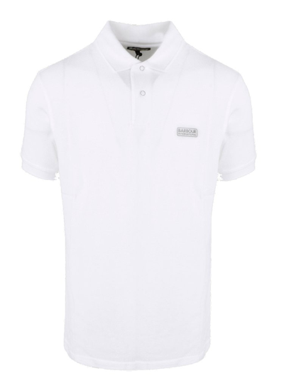 Shop Barbour Logo Printed Polo Shirt In White