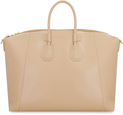 Shop Givenchy Antigona Sport Logo Detailed Tote Bag In Beige