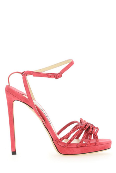 Shop Jimmy Choo Kaite 120 Logo Patch Sandals In Pink
