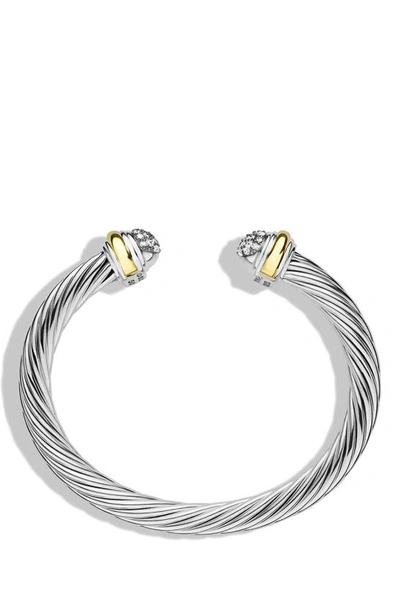 Shop David Yurman Cable Classics Bracelet With Diamonds And 18k Gold, 7mm In Silver With 18k Gold/diamond