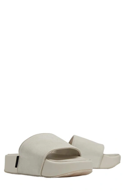 Shop Y-3 Leather Slide Sandal In Orbitgrey/ Cleabrown/ Linen