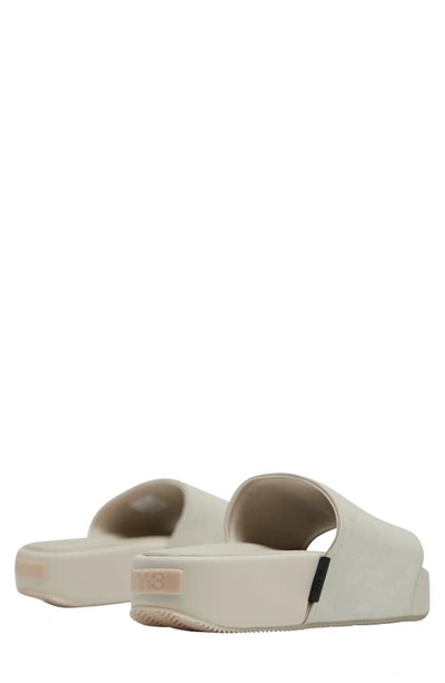 Shop Y-3 Leather Slide Sandal In Orbitgrey/ Cleabrown/ Linen