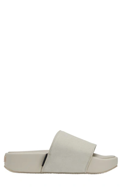 Shop Y-3 Leather Slide Sandal In Orbitgrey/ Cleabrown/ Linen