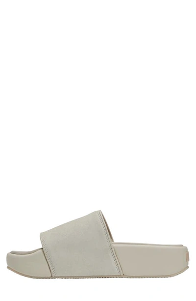 Shop Y-3 Leather Slide Sandal In Orbitgrey/ Cleabrown/ Linen