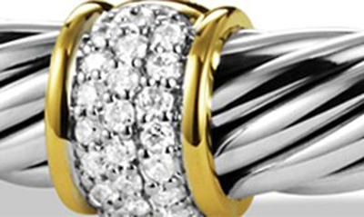 Shop David Yurman Cable Classics Bracelet With Diamonds & 18k Gold In Silver With 18k Gold/diamond