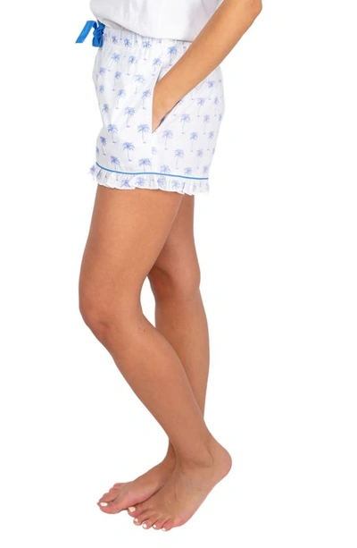 Shop Sant And Abel Palm Tree Print Cotton Pajama Shorts In Blue