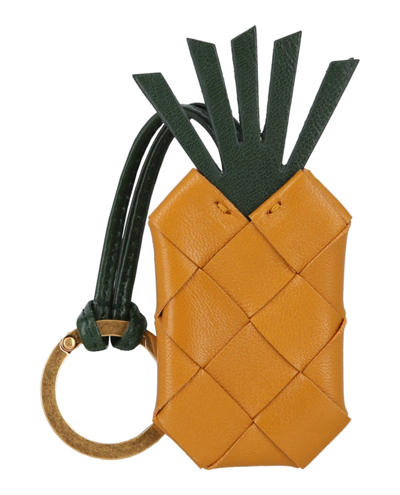 Shop Bottega Veneta Pineapple Leather Key Ring In Ochre