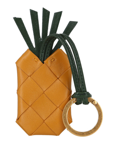 Shop Bottega Veneta Pineapple Leather Key Ring In Ochre