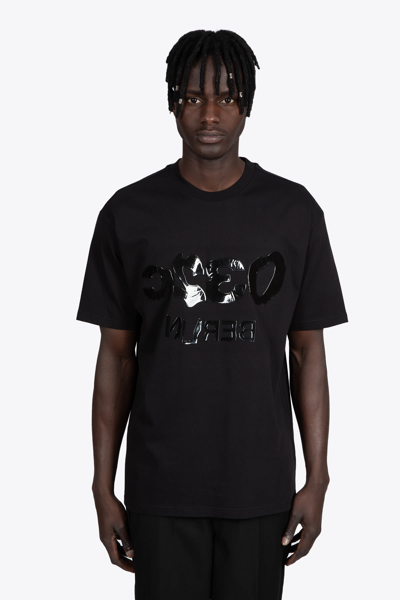 Shop 032c Selfie Glitch Tee Black Cotton T-shirt With Selfie Glith Print - Selfie Glitch Tee In Nero