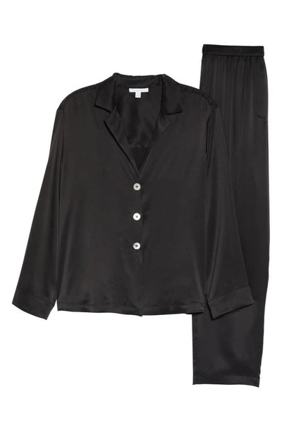 Shop Lunya Long Sleeve Washable Silk Pajamas In Immersed Black
