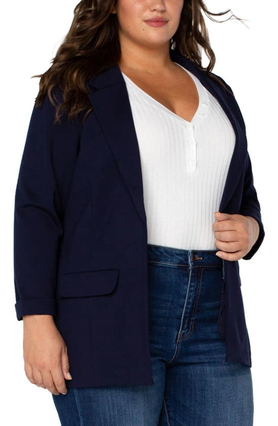 Liverpool Boyfriend Ponte Knit Blazer In Cadet Blue
