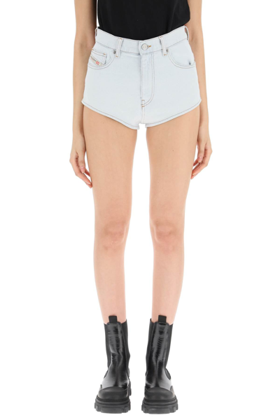 Shop Diesel Library De-lunar Shorts In Light Blue