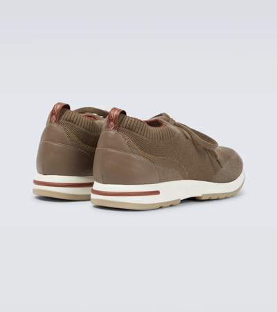Loro Piana 360 Flexy Walk Leather-trimmed Knitted Wool Sneakers In Desert Sand