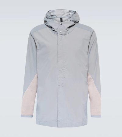 Shop Byborre A-type Technical Hooded Jacket In Grey Multi-colour
