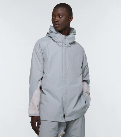 Shop Byborre A-type Technical Hooded Jacket In Grey Multi-colour