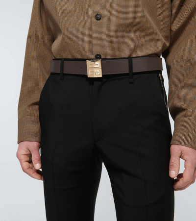 Shop Givenchy 4g Leather Belt In Brown/black