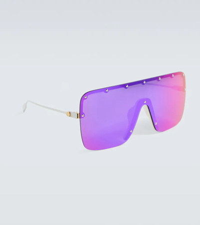 Gucci Mask-frame Sunglasses In Gold-silver-pink