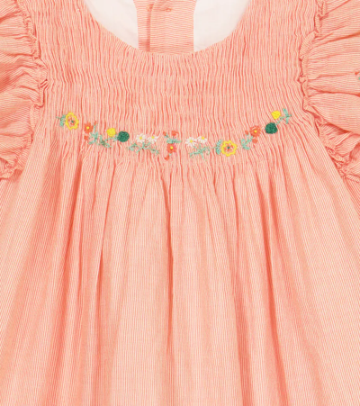 Shop Tartine Et Chocolat Baby Embroidered Cotton Dress In Orangeade