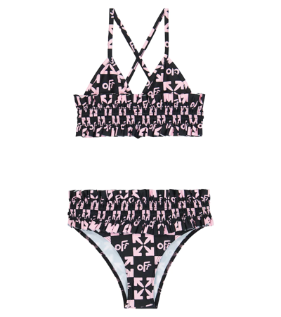 Shop Off-white Logo Bikini In Black Pink
