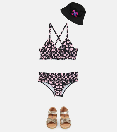 Shop Off-white Logo Bikini In Black Pink
