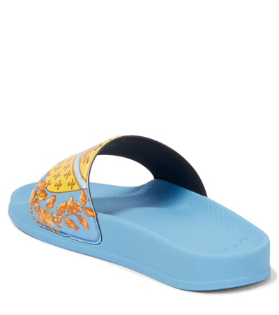 Shop Versace Royal Rebellion Printed Rubber Slides In Spritz+dv Blue