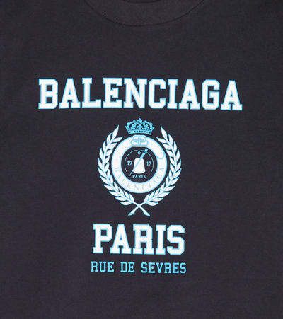 Shop Balenciaga Logo Cotton T-shirt In Marine Blue
