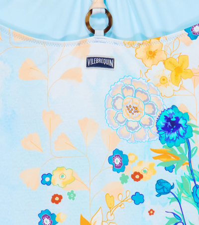Shop Vilebrequin Gazette Floral Swimsuit In Soft Blue