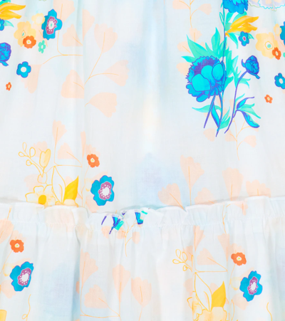 Shop Vilebrequin Gloss Floral Cotton Dress In Soft Blue
