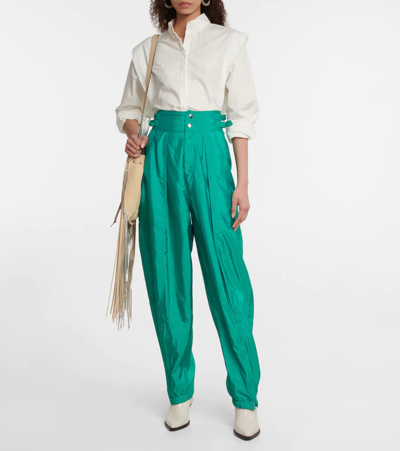 Shop Isabel Marant Olga High-rise Tapered Pants In Green