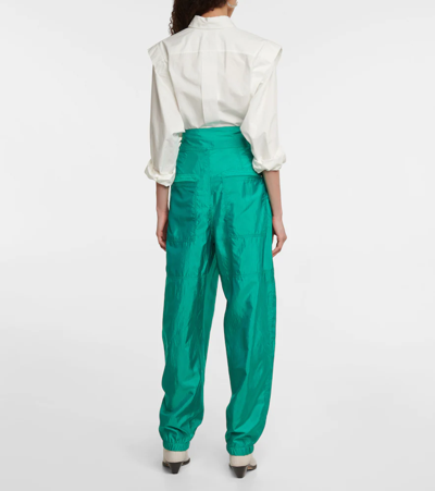 Shop Isabel Marant Olga High-rise Tapered Pants In Green