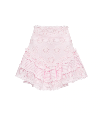 Shop Isabel Marant Diva Cotton And Silk Miniskirt In Light Pink