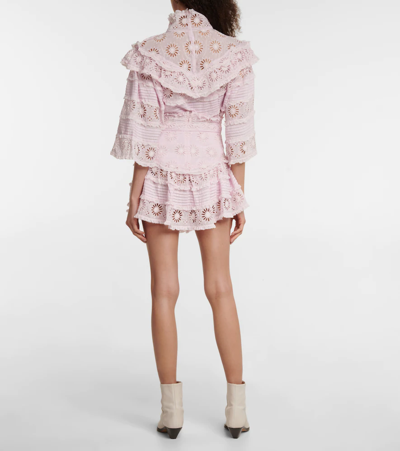 Shop Isabel Marant Diva Cotton And Silk Miniskirt In Light Pink