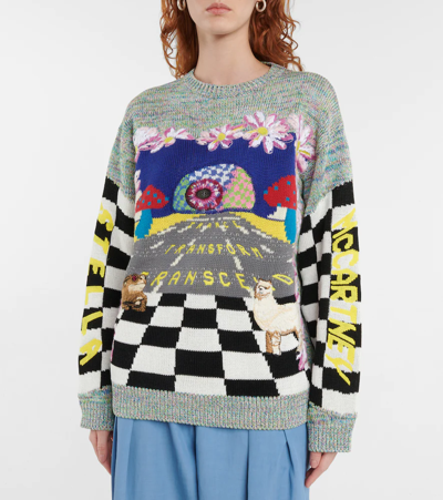 Shop Stella Mccartney Jacquard Cotton Sweater In Multicolor (8490)