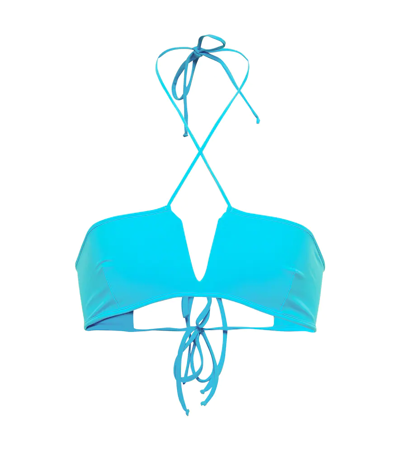 Shop Nensi Dojaka Halterneck Bikini Top In Cerulean Blue